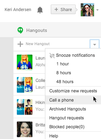 Hangouts, telefon konuşması desteği ile güncelleniyor