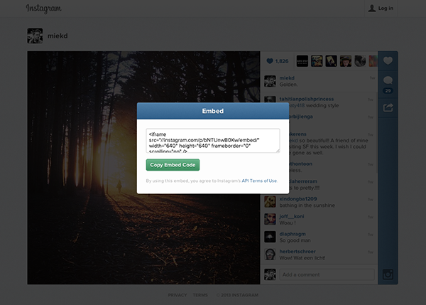 Popüler fotoğraf paylaşma servisi Instagram, 'Embed' kodu desteğine kavuştu