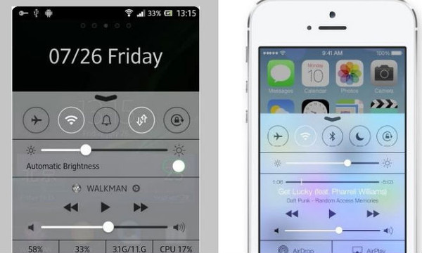 iOS 7 hızlı ayarları taklit eden Control Center Android uygulaması Apple'ın şikayeti üzerine kaldırıldı