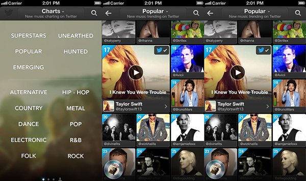 Twitter #music uygulaması, iOS için yeni özellikler ile güncellendi