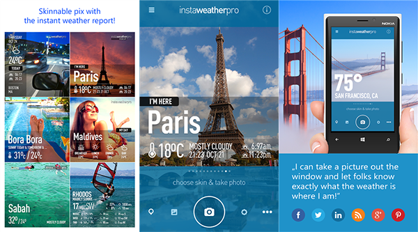 Fotoğraf üzerine kurulu hava durumu uygulaması InstaWeatherPro, Windows Phone için kullanıma sunuldu