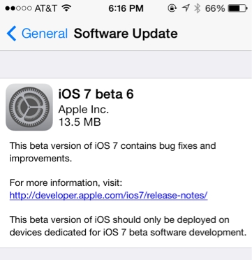 Apple'dan süpriz: iOS 7'nin 6.betası yayınlandı
