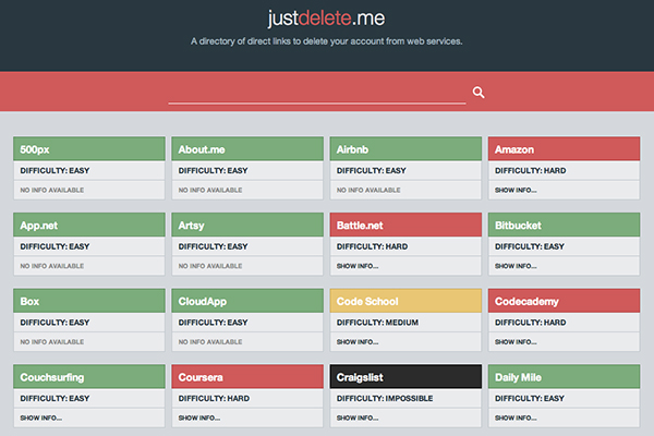 Farklı internet servis hesaplarının silnmesi konusunda yardımcı olan servis: JustDelete