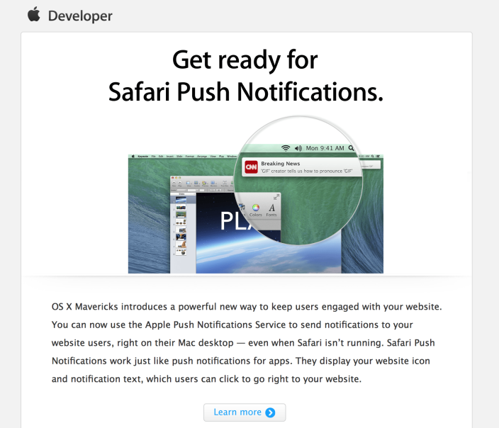 Apple'dan geliştiricilere: Safari Push Notifications için hazır olun