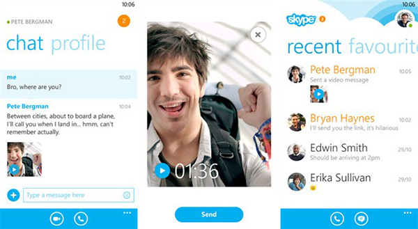 Skype Windows Phone 8 uygulamasıyla artık video mesaj yollanabiliyor