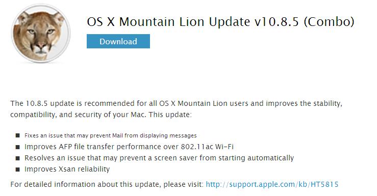 OS X 10.8.5 yayınlandı