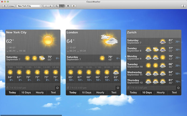 Mac uyumlu yeni hava durumu uygulaması: ClassicWeather