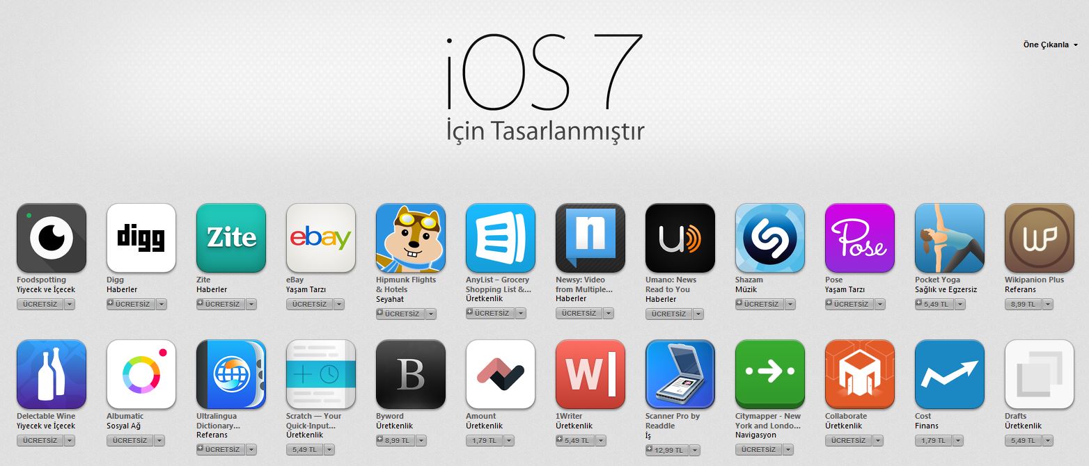 Apple'dan App Store'da iOS 7 için özel bölüm