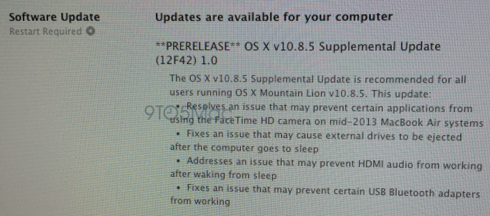 OS X 10.8.5 için tamamlayıcı güncelleme geliyor