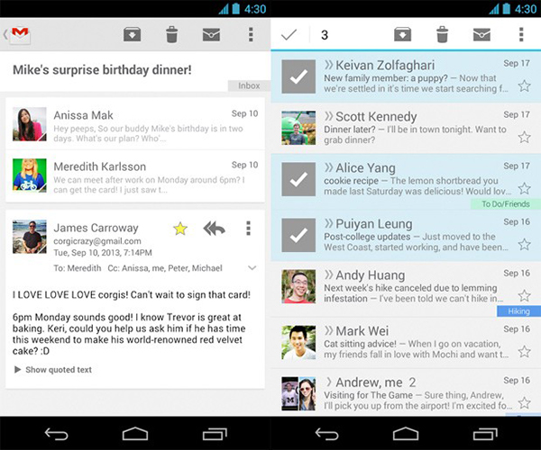 Gmail'in Android uygulaması yeni tasarım değişiklikleri ile güncellendi