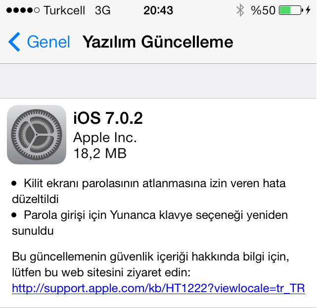iOS 7.0.2 yayınlandı