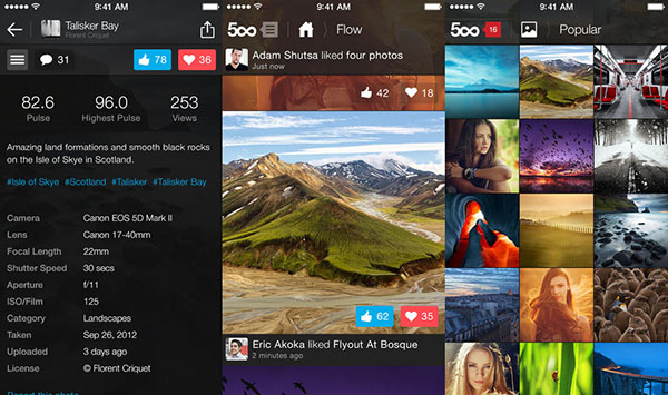 500px fotoğraf paylaşma servisinin iOS uygulaması güncellendi
