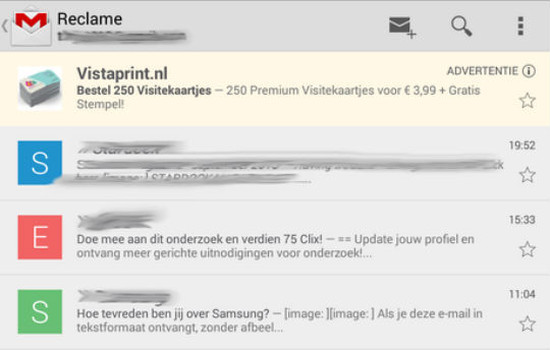 Gmail reklamları Android platformunda görünmeye başladı