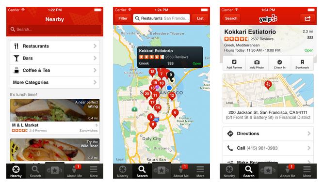 iOS için Yelp güncellendi