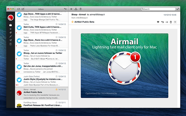 Mac uyumlu e-posta istemcisi Airmail Mavericks'e özel yeniliklerle güncellendi