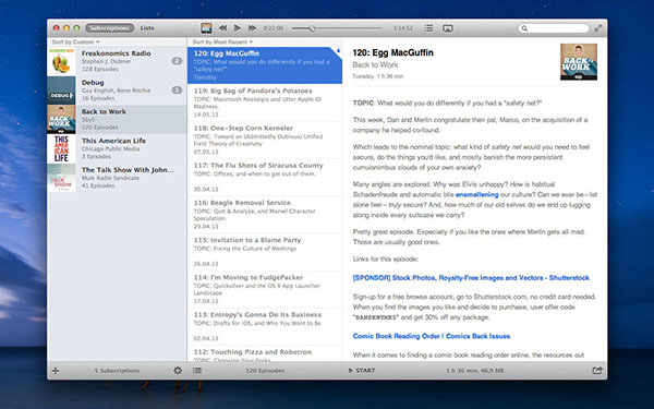 iOS uyumlu podcast uygulaması Instacast'in Mac OSX versiyonu kullanıma sunuldu