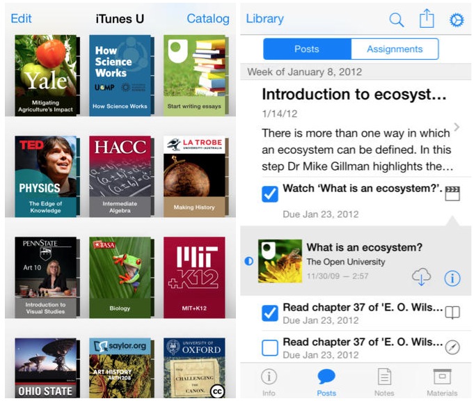 iOS için iBooks ve iTunes U, iOS 7 için yeniden tasarlandı