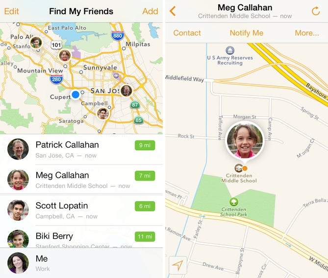 Find My Friends, iOS 7 tasarımıyla güncellendi