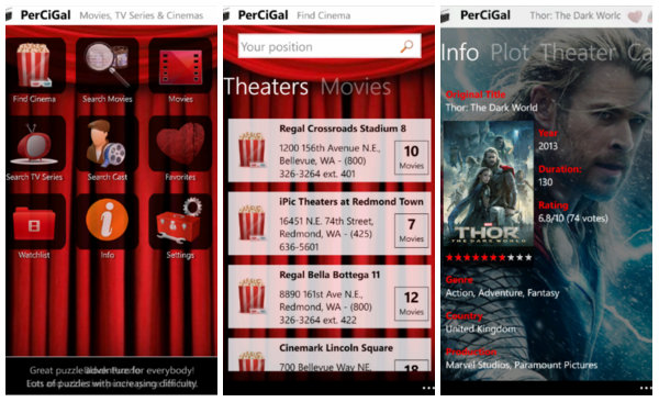 Windows Phone için PerCiGal, dizi ve film takipçileri için en iyi veritabanlarından birisini sunuyor
