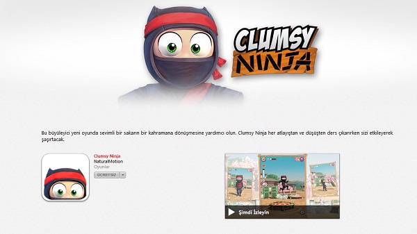 Appstore'un ilk uygulama tanıtım videosu Clumsy Ninja ile birlikte geldi