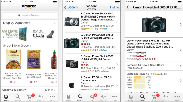 iOS için Amazon, yeni arayüzüyle güncellendi