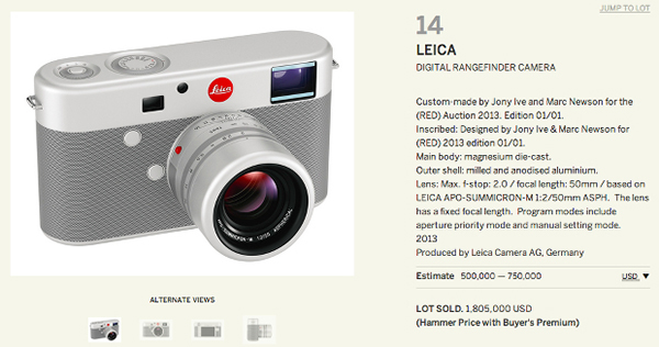 RED derneğine özel olarak hazırlanan Leica M fotoğraf makinesi 1.8 milyon dolara satıldı