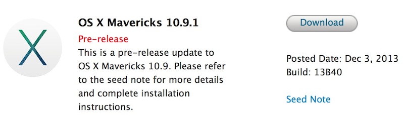 OS X 10.9.1'in 3.beta derlemesi yayınlandı