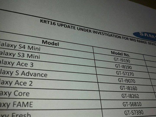 Orta seviye Galaxy akıllı telefonları KitKat güncellemesi alabilir