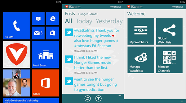 Çoklu sosyal medya takibi için WP8 tarafında yeni uygulama: iSwarm