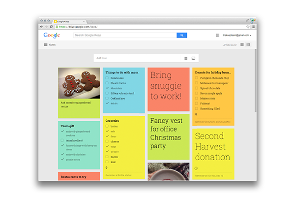 Google'ın web tabanlı not alma servisi Keep güncellendi