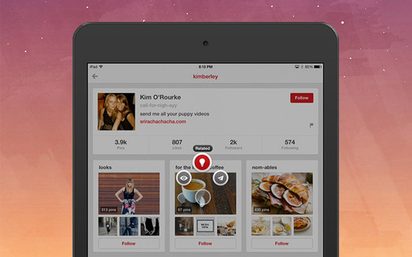 iPad için Pinterest uygulaması iOS 7 özellikleriyle güncellendi