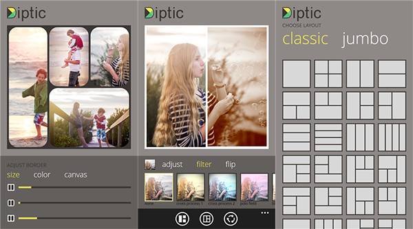 Fotoğraf kolaj uygulaması Diptic, WP8 için güncellendi
