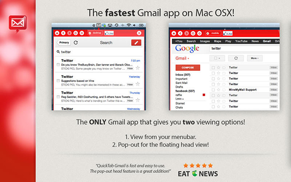Mac için yeni Gmail istemcisi: QuickTab