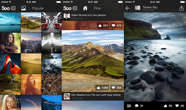 500px fotoğraf paylaşma uygulaması iOS için güncellendi
