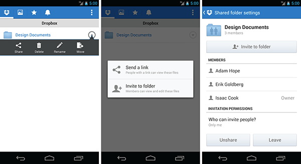 Dropbox'un Android uygulaması arkadaşlar ile dosya paylaşma desteğine kavuştu
