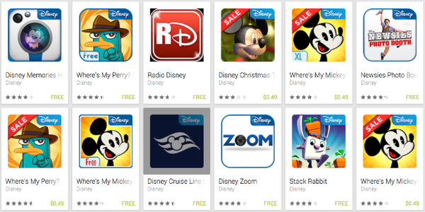 Disney oyunları Google Play'de 45 cent