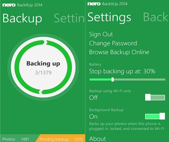 Nero BackItUp 2014 uygulaması Windows Phone için de sunuldu
