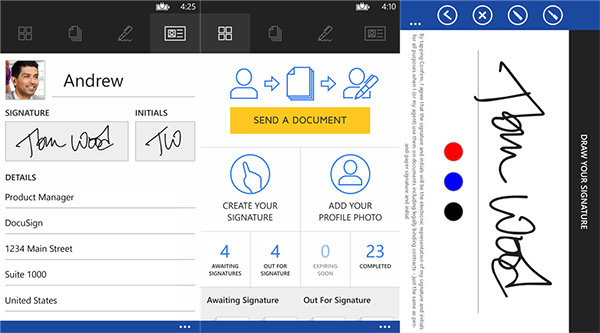 Elektronik imza noktasında hizmet veren yeni WP8 uygulaması: DocuSign Ink
