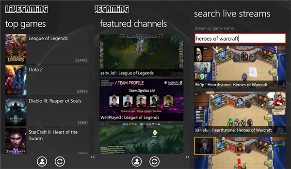 WP8 için LiveGaming uygulaması güncellendi