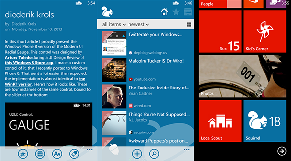 WP8 uyumlu yeni Pocket uygulaması: Squirrel