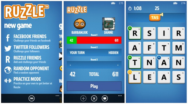 Popüler kelime oyunu Ruzzle, Windows Phone 8 için yayınlandı