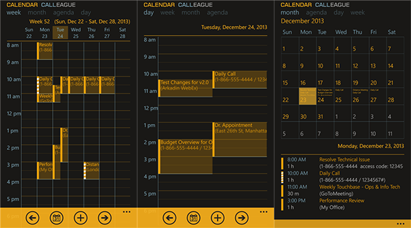 WP8 için Calendar Calleague ve Simple Calendar uygulamaları güncellendi