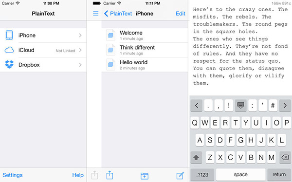Bulut senkronizasyon desteğiyle gelen iOS uyumlu yeni metin editörü: PlainText 2