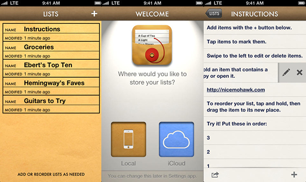 Yapılacak listeleri için hazırlanan iOS uyumlu Ita, ücretsiz olarak elde edilebiliyor