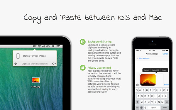 Mac ile iOS arasında kopyala / yapıştır yapabilen yeni uygulama: Command-C