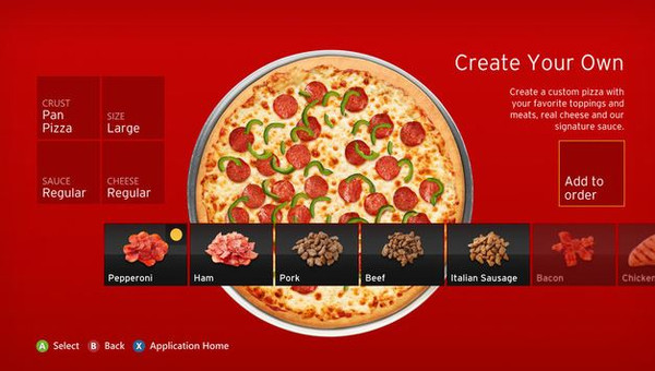 Xbox 360 için Pizza Hut uygulaması 4 ayda 1 milyon dolarlık sipariş aldı