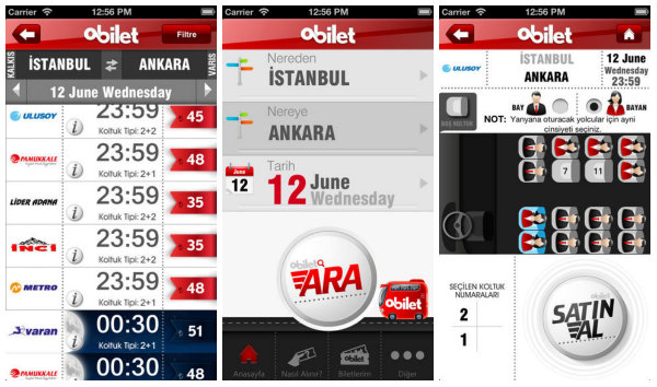 oBilet ile otobüs bilet gişeleri cebinizde 