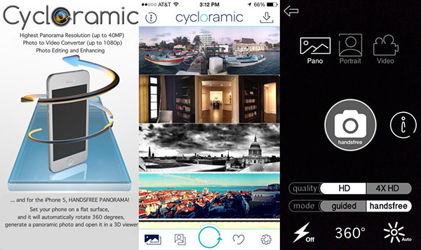 iOS uyumlu 360 derece fotoğraf ve video uygulaması Cycloramic artık ücretsiz