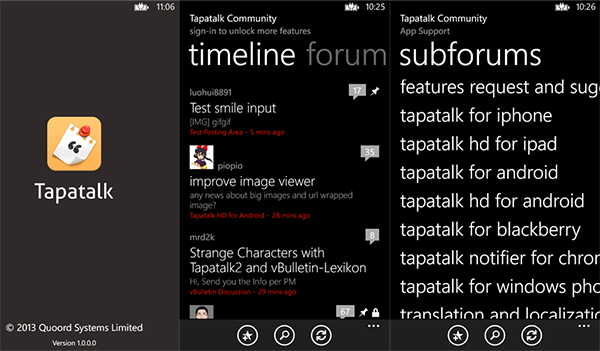 Tapatalk'ın WP8 / WP7.5 uyumlu uygulaması yeni özelliklerle güncellendi