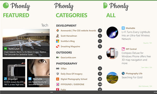 Feedly istemcisi Phonly, Windows Phone 8 için güncellendi
